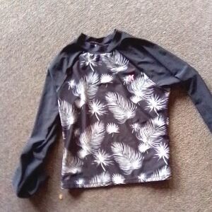 Hurley Black and White Rashguard Swim Shirt